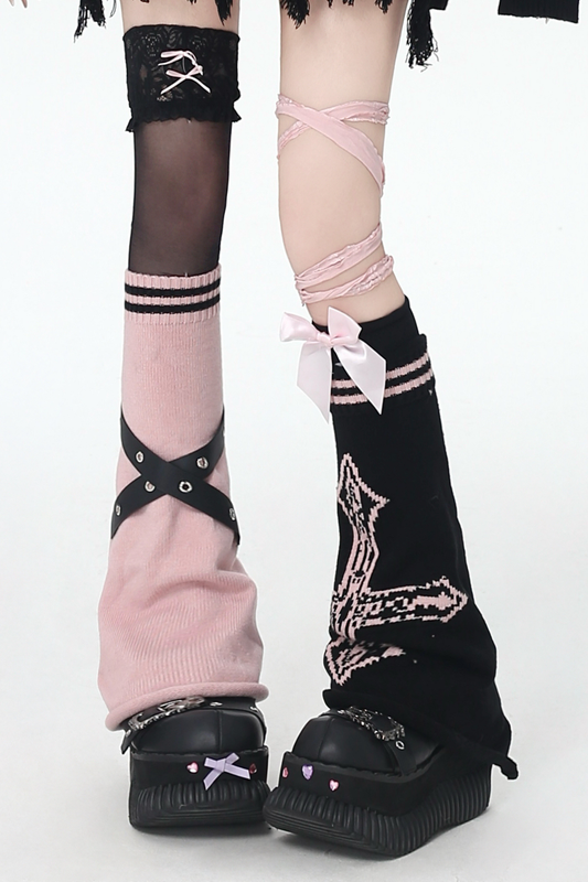 Cross subculture knit leg warmers