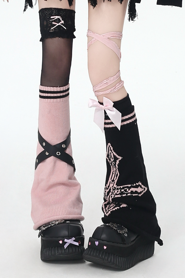 Cross subculture knit leg warmers