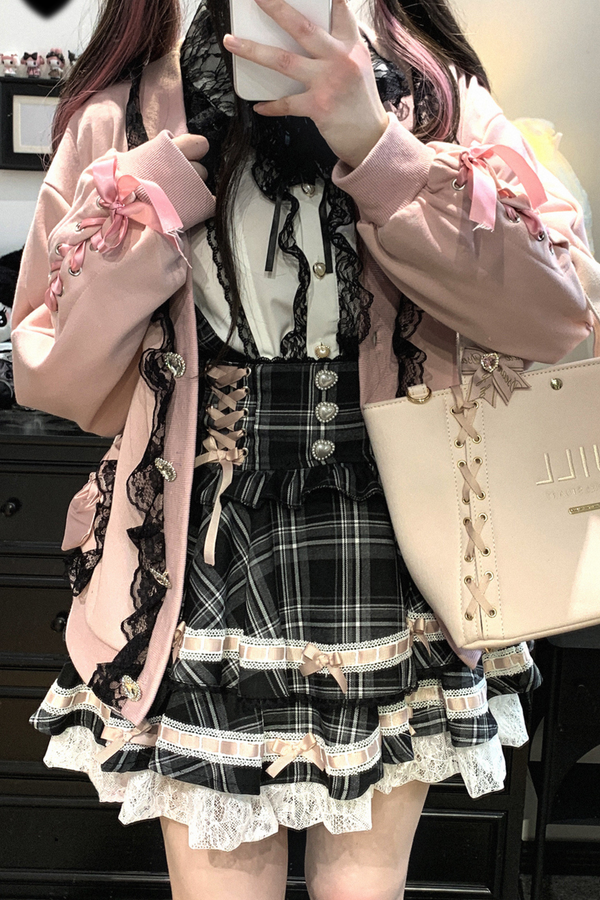 ルーズレースリボンボウカーディガン