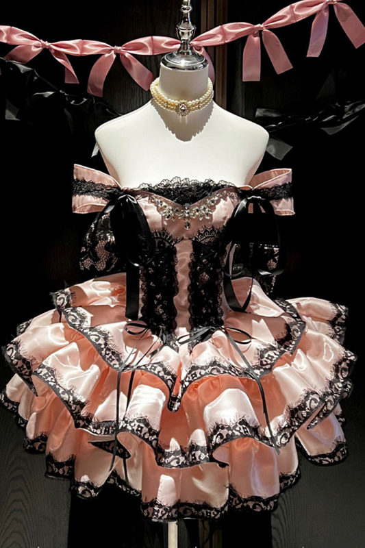 ロマンティックボリュームフリルレースロリータドレス