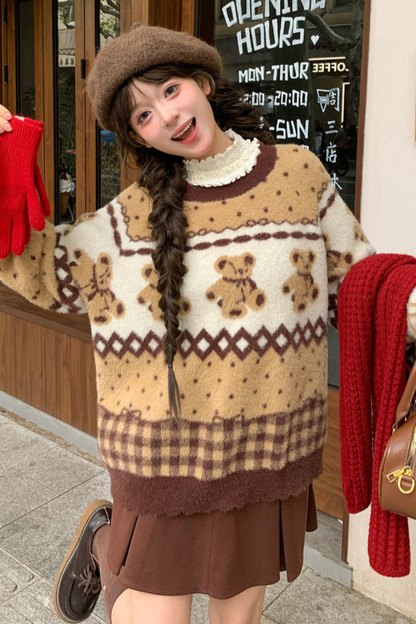 レトロベアジャカードニット