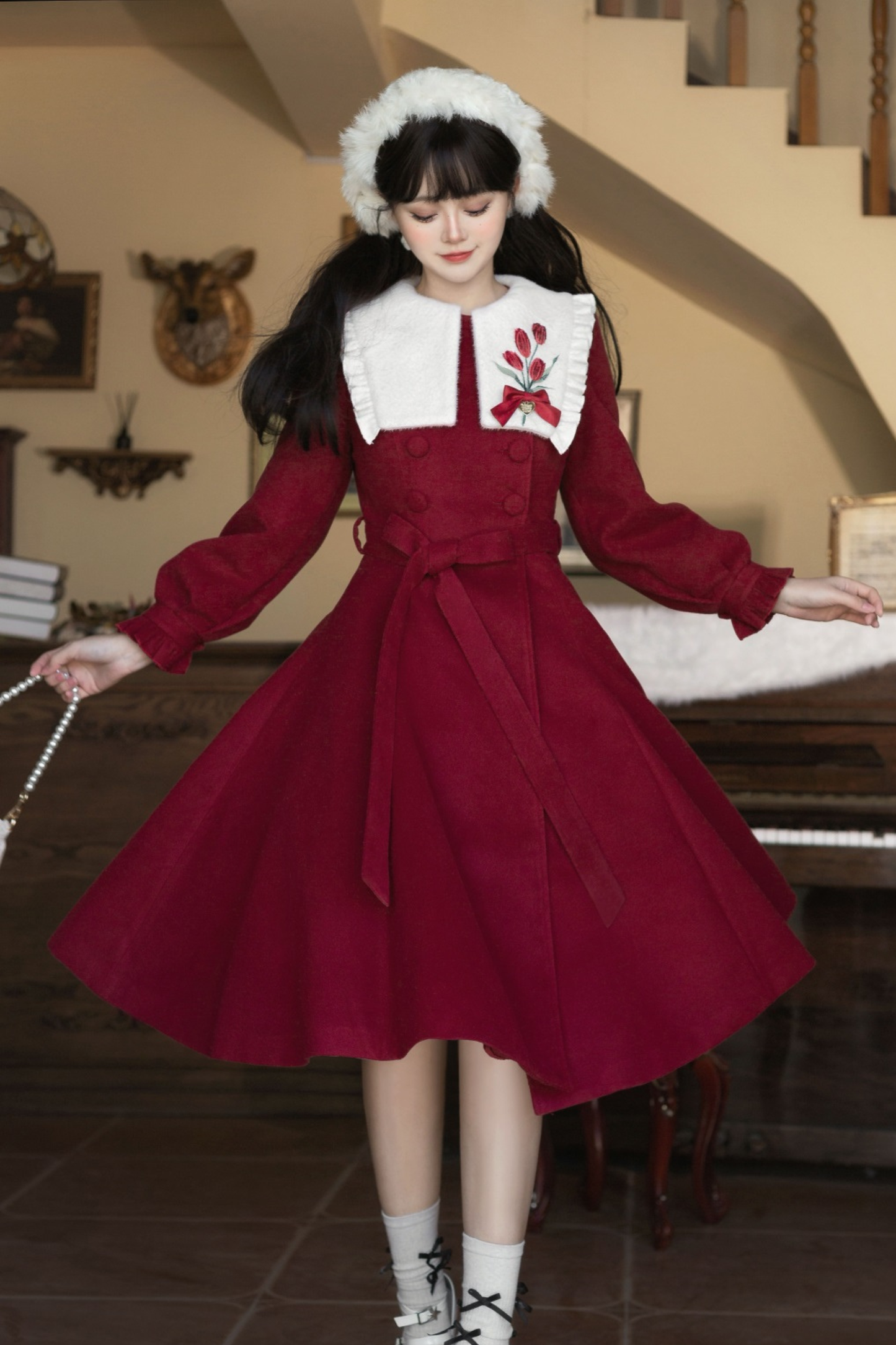 レッドチューリップロリータフレアコート