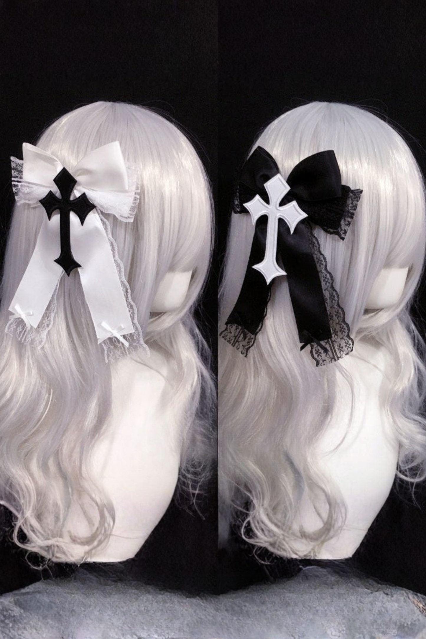 哥特蕾丝十字丝带发夹