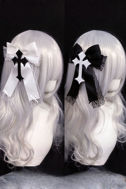 哥特蕾丝十字丝带发夹