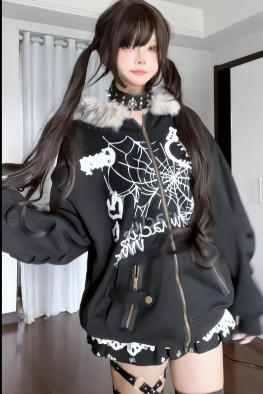 Rabbit Ear Fur Hooded Loose Hoodie