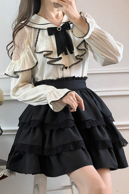 Mine sailor ribbon top + ruffle skirt
