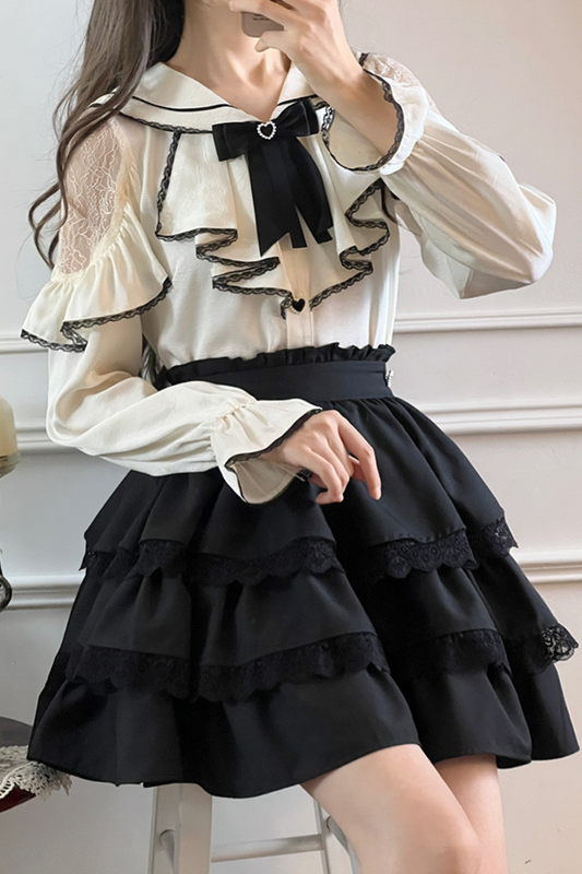 Mine sailor ribbon top + ruffle skirt