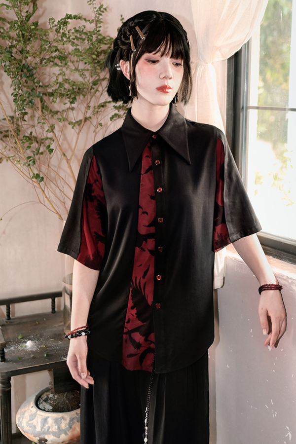 Chinese-Style Mode Patchwork Shirt