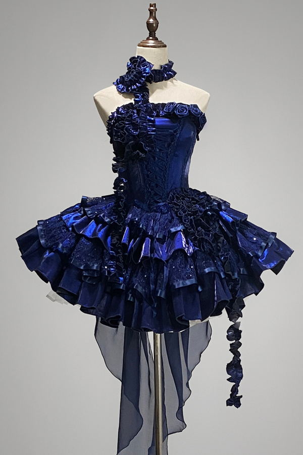 [Reserva] Vestido gótico oscuro silencioso con varillas