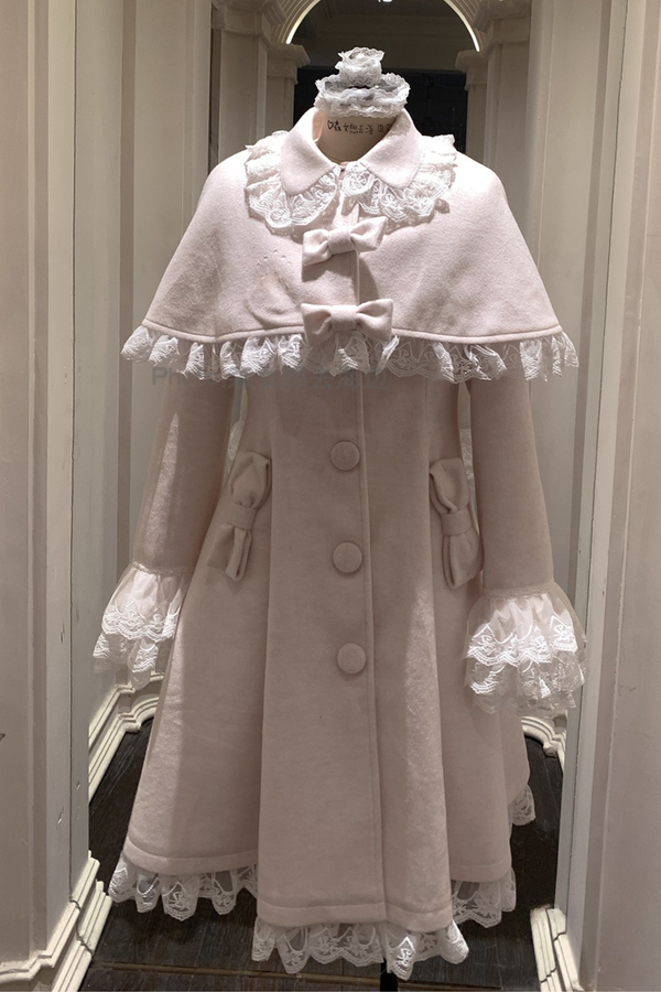 ガーリーリボンケープフレアコート