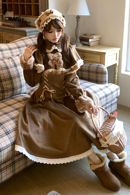 レオパードレースアップロングドレス