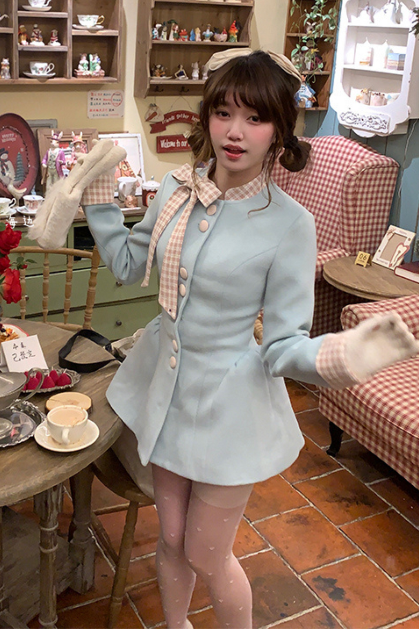 Retro Girly Ice Mint Blue Coat