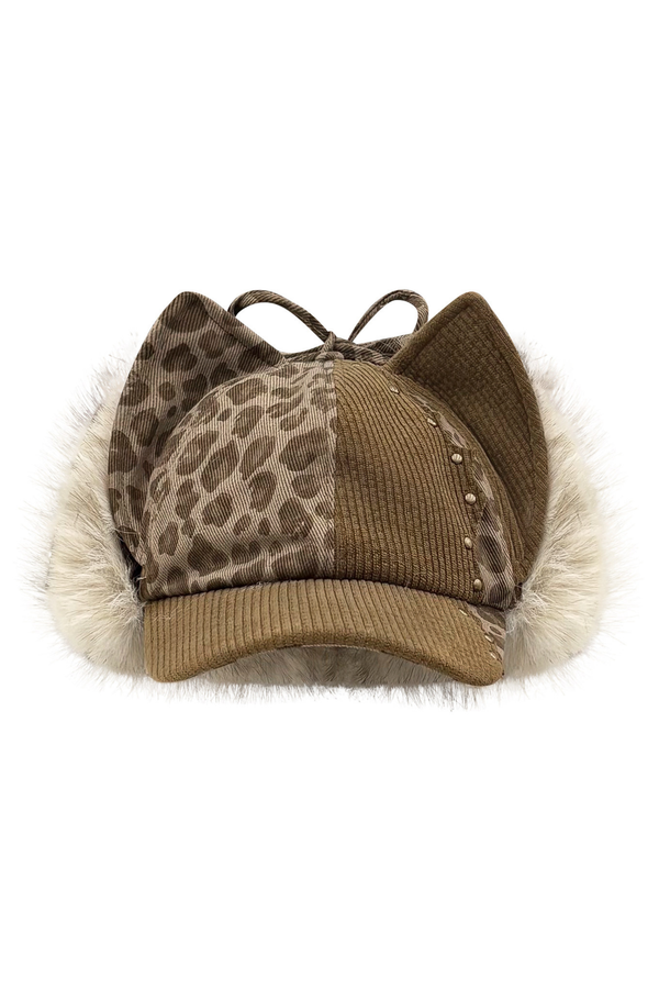 Retro Leopard Plush Baseball Cap