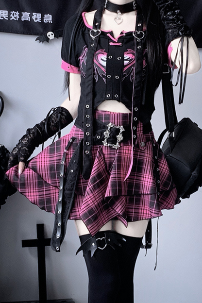 Subculture Rock Top + Check Skirt