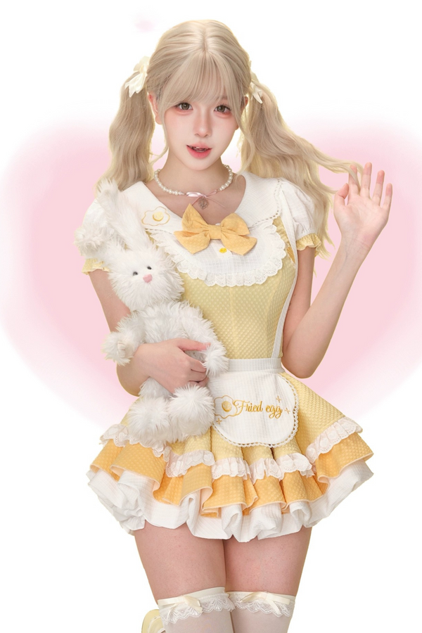 Pine Color Doll Top + Ruffle Suspender Skirt