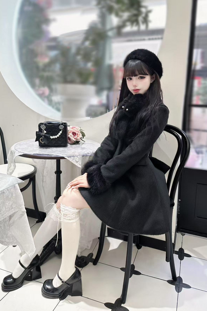 Sweet Imitation Fox Fur Girl Coat