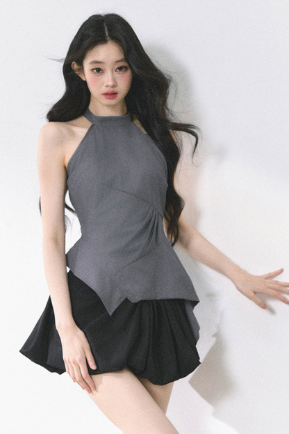 フレンチホットティーホルターネックトップス