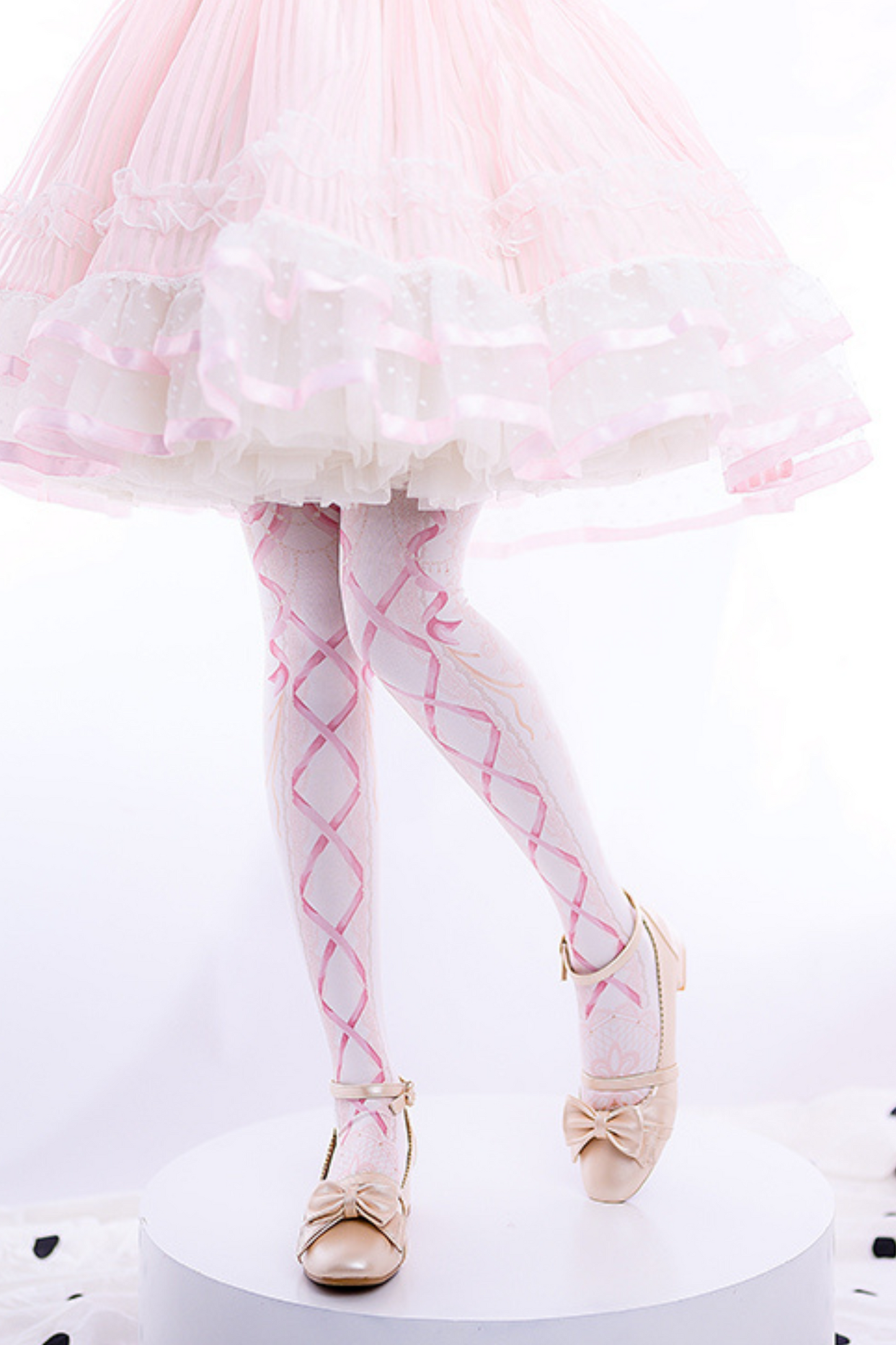 Lace-up Velvet Print Lolita Tights