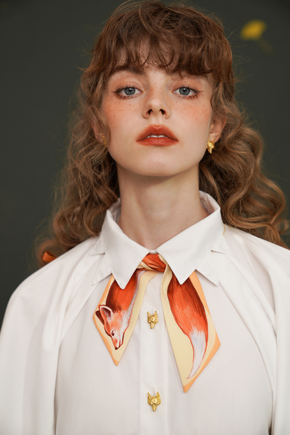 Fox Narrow Silk Scarf
