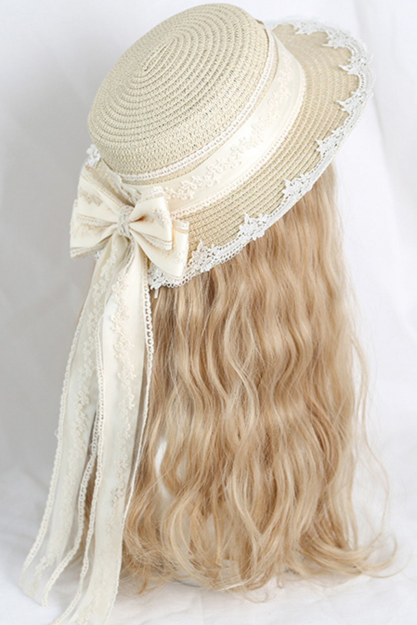 Lace Long Ribbon Straw Hat