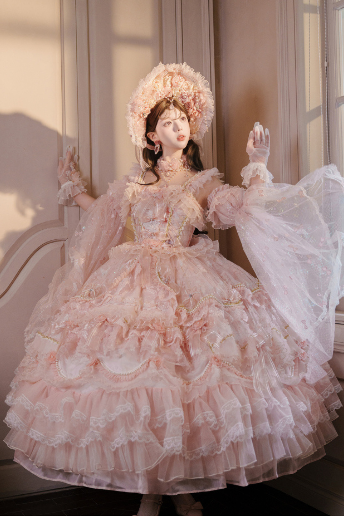 スイートフラワーゴージャスティーパーティーミディアムロリータドレス