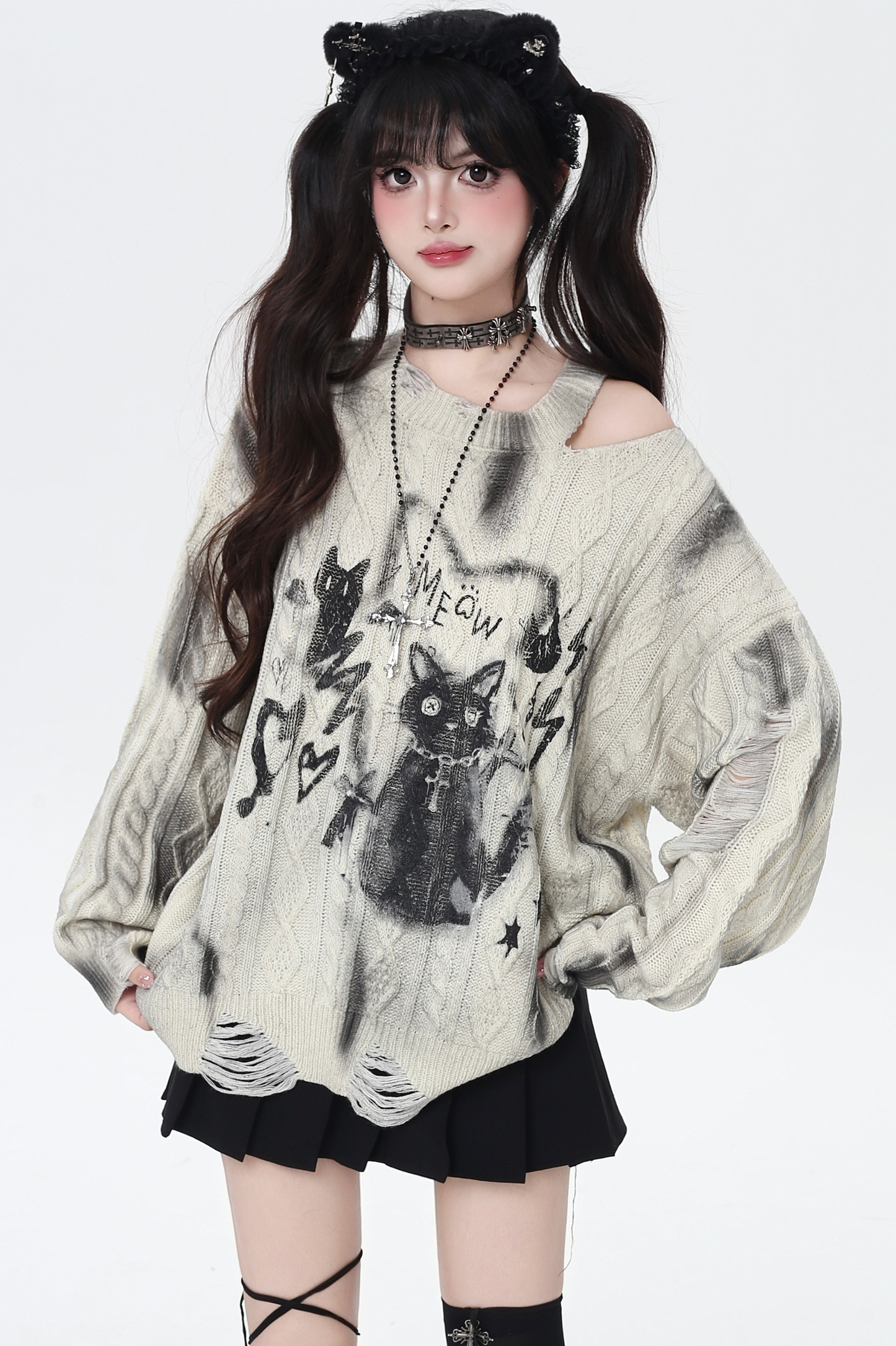 タイダイオフショルダーキャットトップス