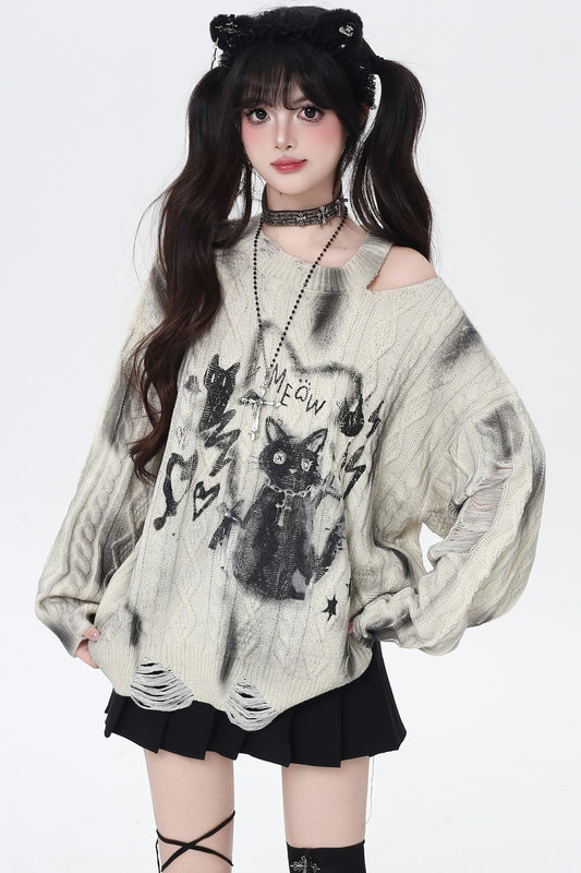 タイダイオフショルダーキャットトップス