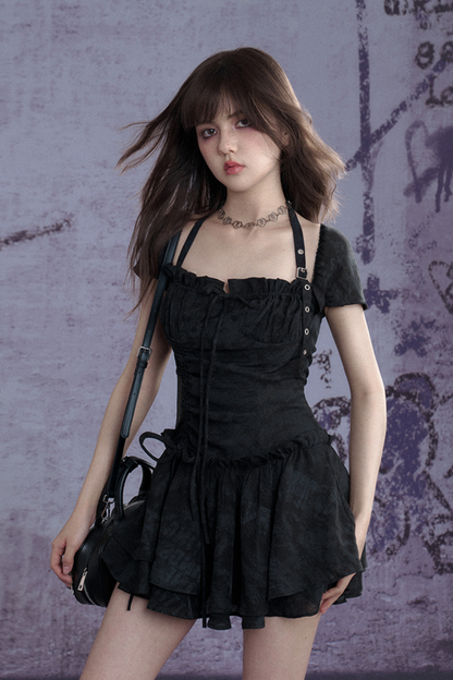 Via Peplum Neck Dress