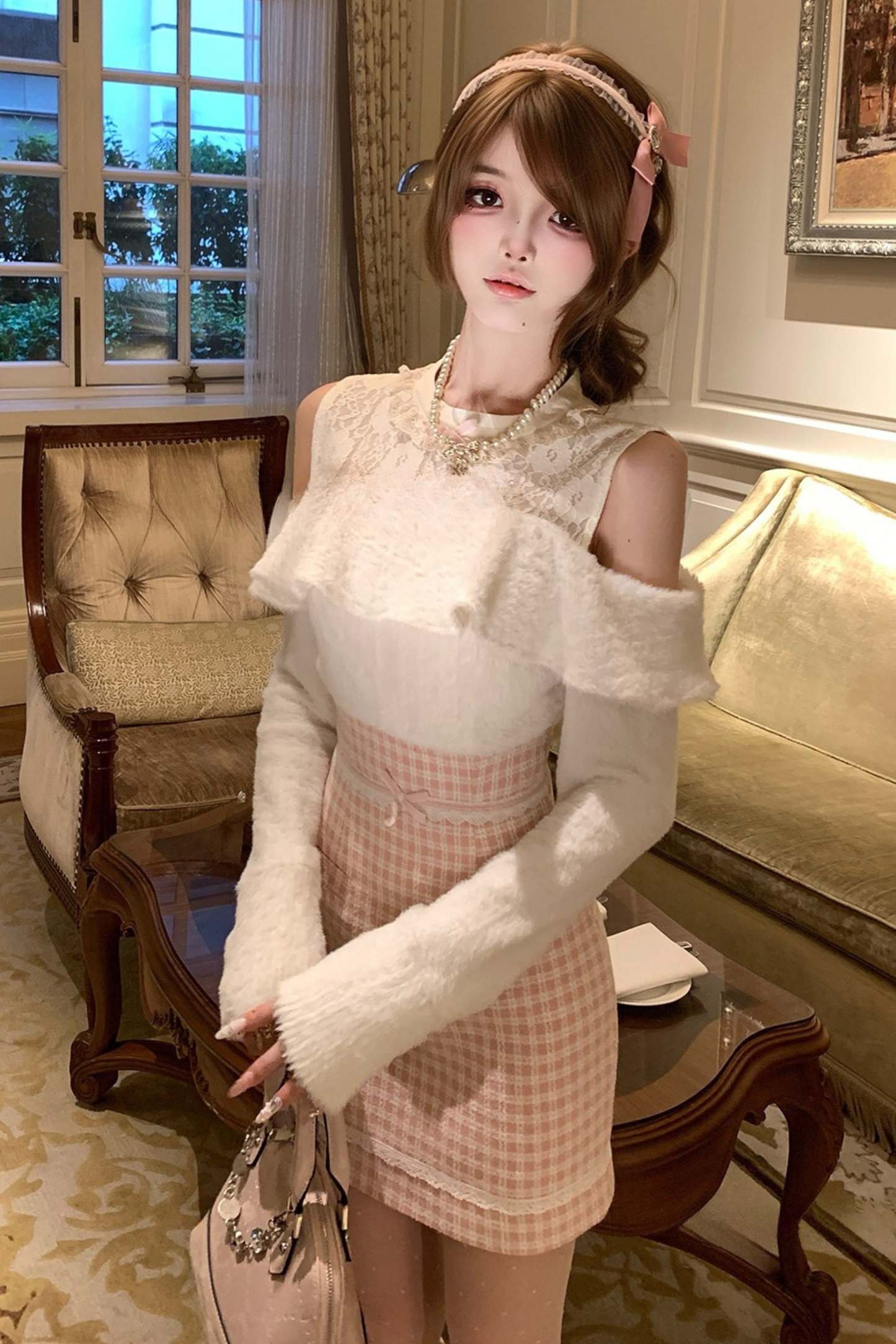 Sweet Powder Pure Off-the-shoulder Dress