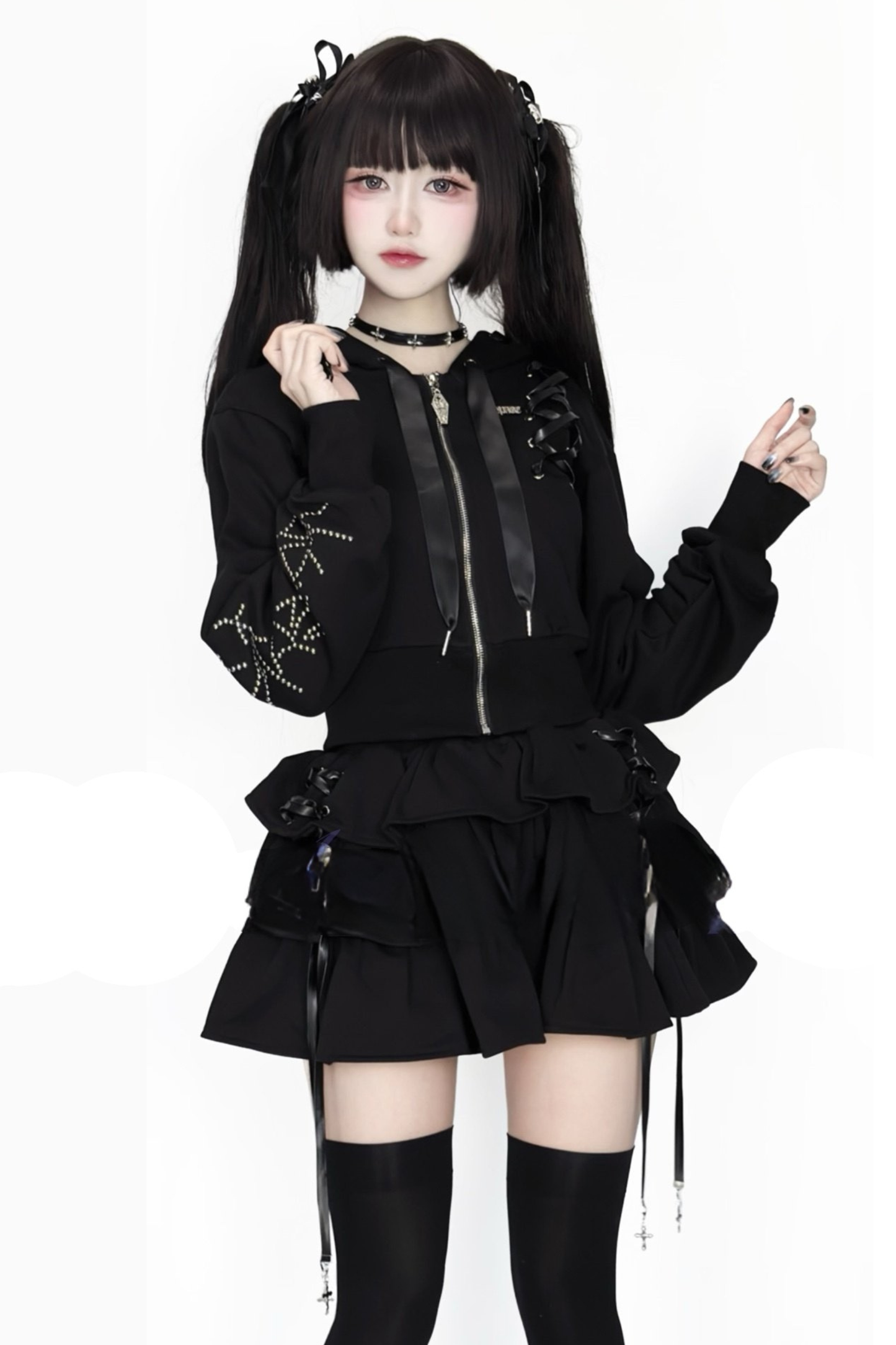 Dark Hooded Jacket + Skirt