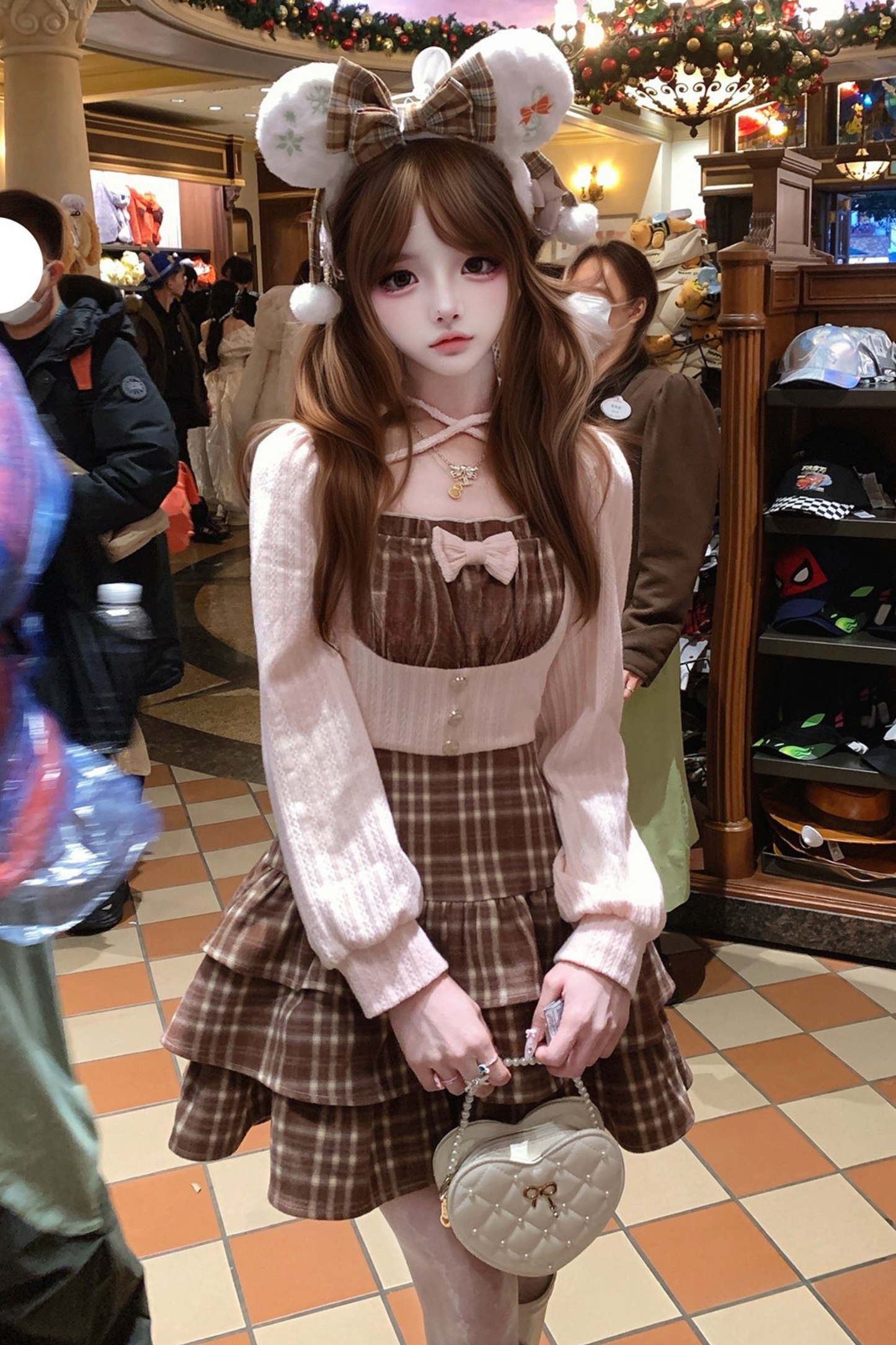 Strawberry Ribbon Check Dress