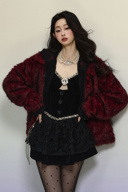 Dark Red Fur Coat