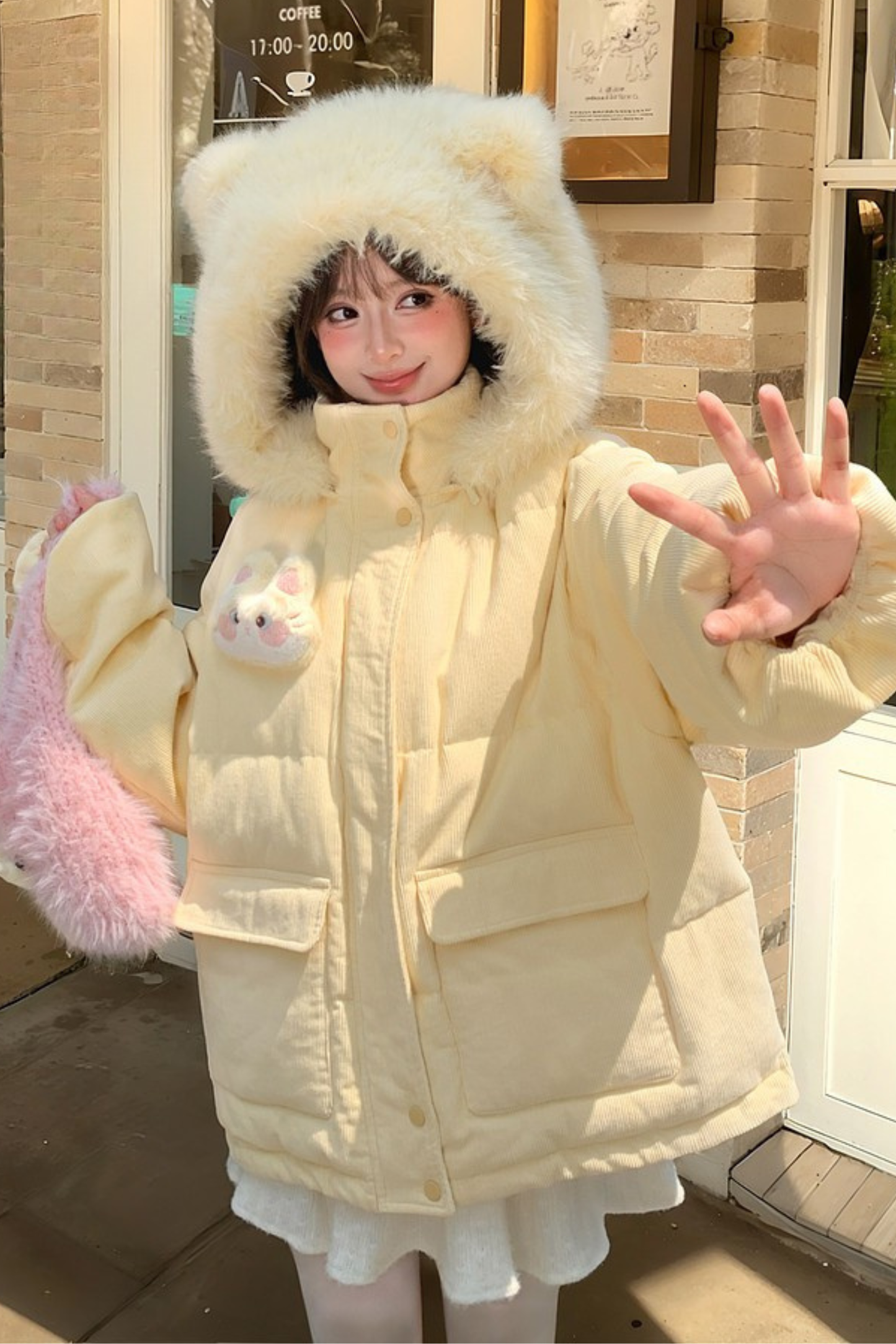 スイートイエローキャットフードジャケット