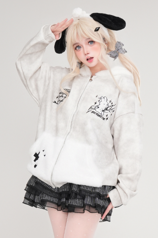 Cute Bunny Ear Fleece Jacket