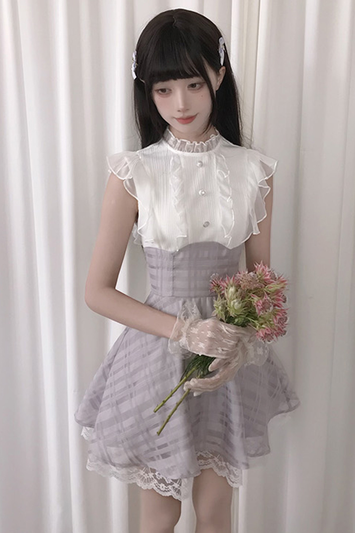 Elegant Ribbon Long Sleeve Dress