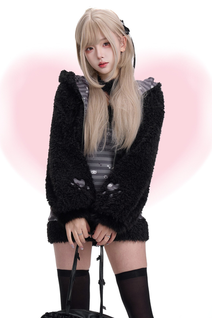 タイトボーダーネックレス+フードコート