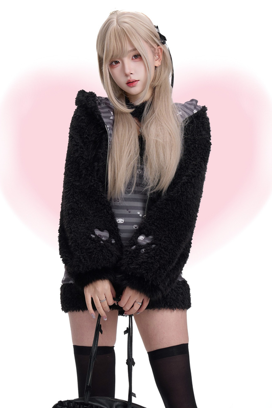 タイトボーダーネックレス+フードコート