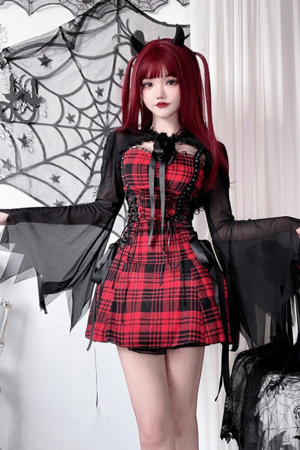 Dark Goth Y2K Check Lolita Dress