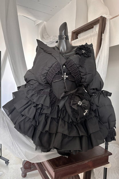 シフォンゴシックバッスルフリルドレスセット