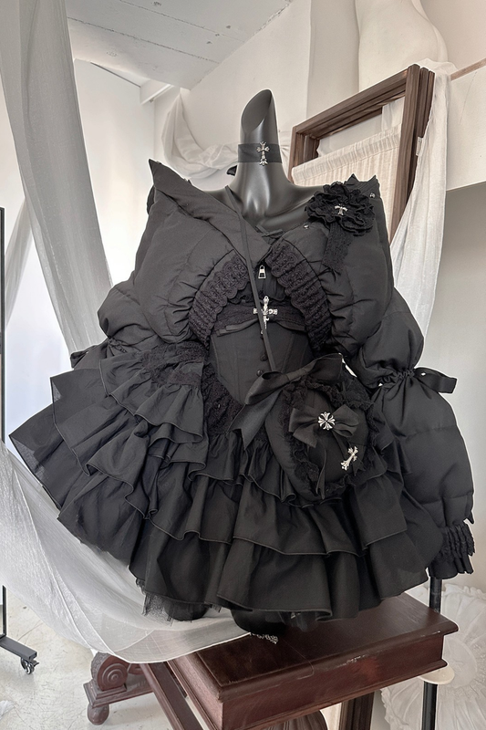 シフォンゴシックバッスルフリルドレスセット