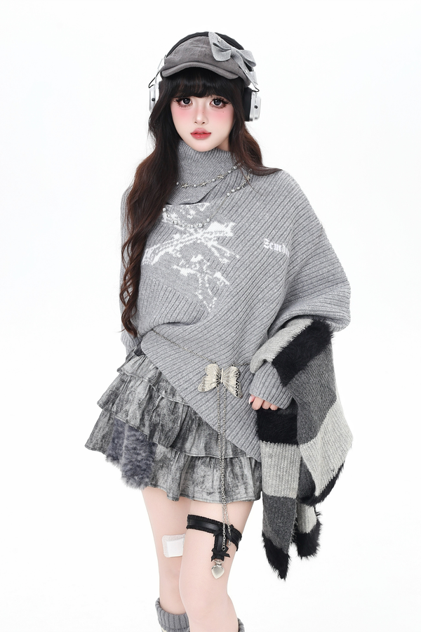 タートルネックルーズニット