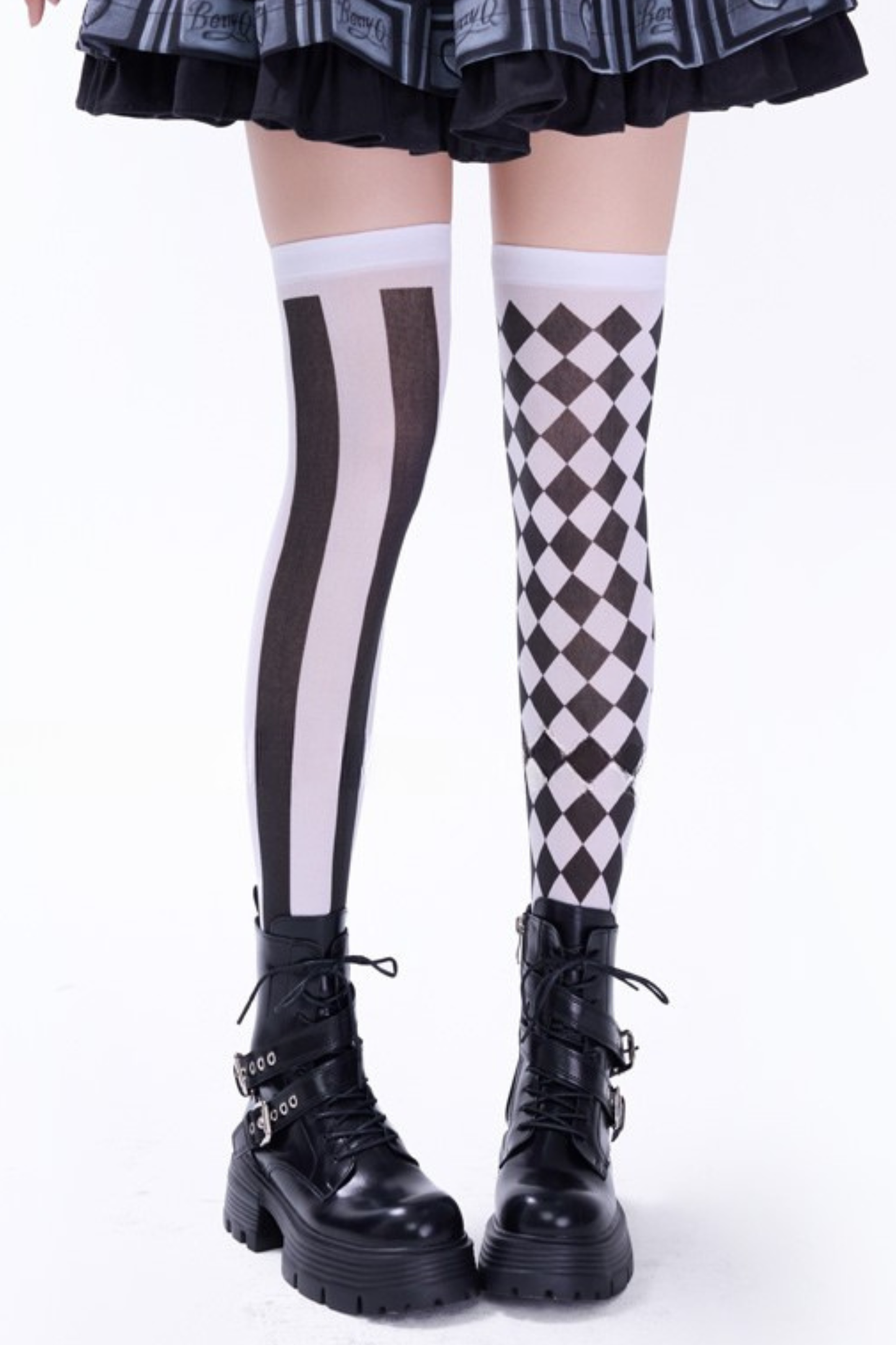 ゴシックプラッドロリータニーハイソックス
