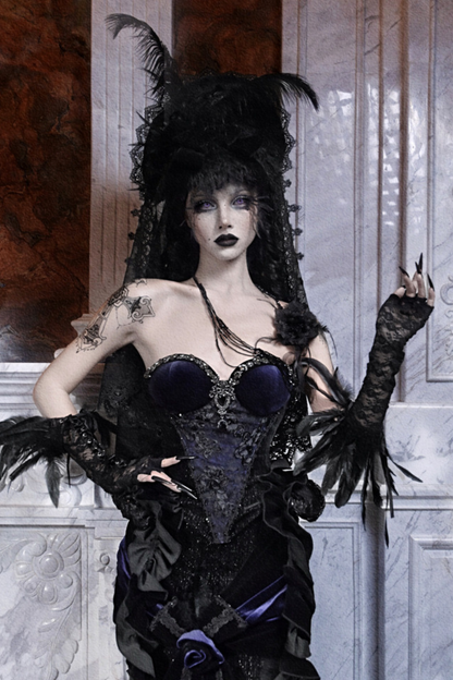 Gothic Gorgeous Diamond Velvet Slim Corset
