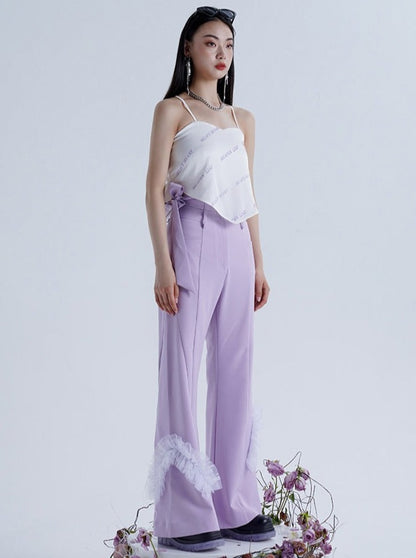 Slim Flared Waist Design Wide Pants