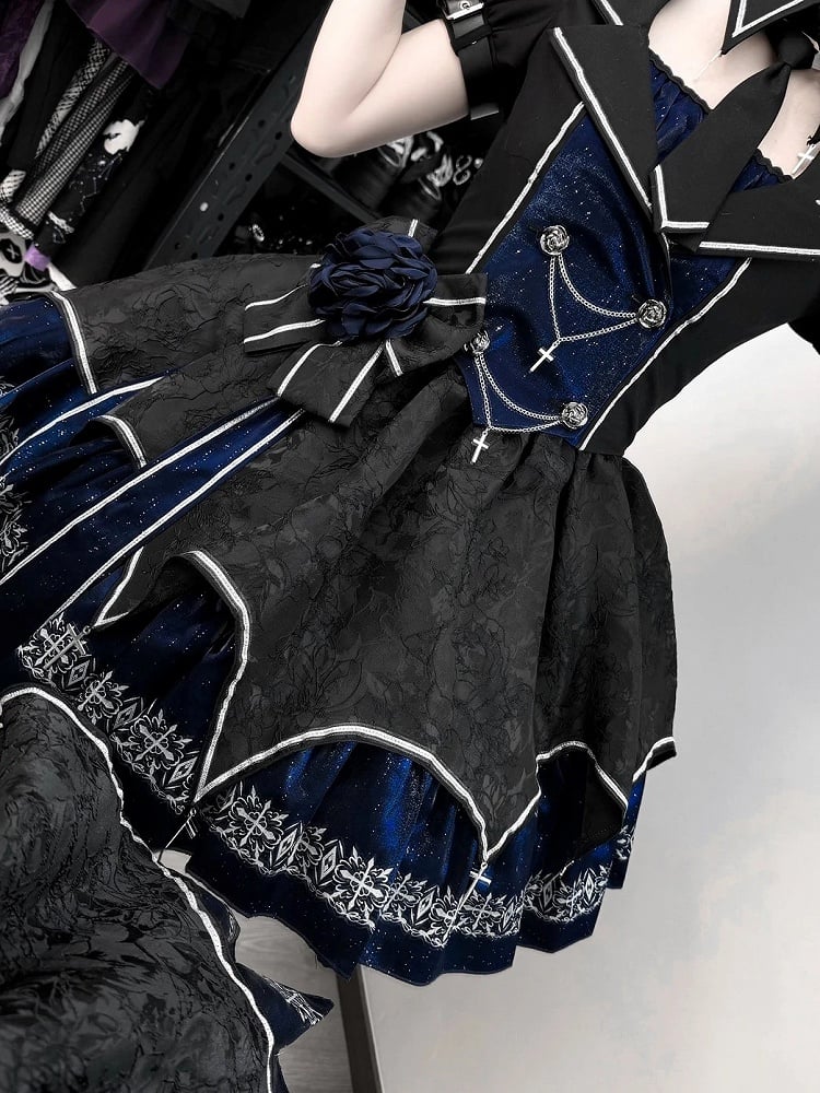 [Pre-order Deadline: April 11] Blue Red Noir Dark Gothic Lolita Jacket Dress Princess Sleeve Full Set + Matching Set