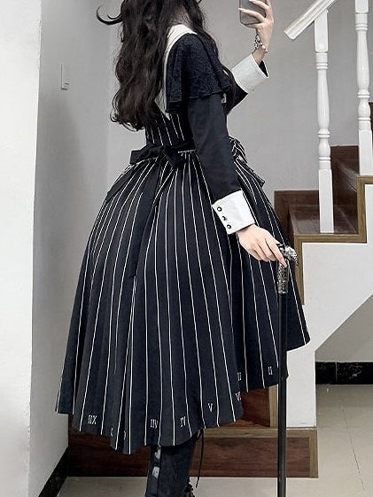 【2月26日予約締切】ゴシックエンブロイダリーストライプ懐中時計シスタードレスフルセット＋ヘッドドレス