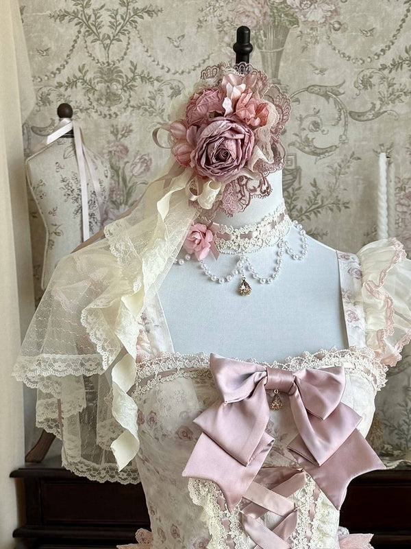 [Reserva hasta el 12 de abril] Vestido de tul de princesa hada floral rosa + accesorios