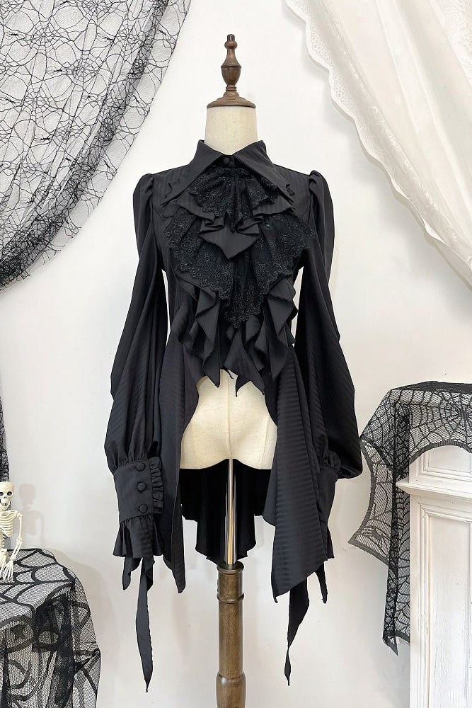 【12月29日予約締切】ダークゴシックコウモリカラーエレガントロングテールシャツ