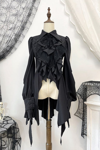 【12月29日予約締切】ダークゴシックコウモリカラーエレガントロングテールシャツ