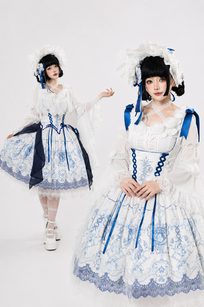 Blue and White Porcelain Lolita Dress